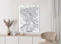 Plakat Wieloczęściowy Ulice Krakowa Mapa Rama Drewniana Z Passe-Partout Kolor Czarny