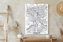 Plakat Wieloczęściowy Ulice Krakowa Mapa Rama Drewniana Z Passe-Partout Kolor Czarny