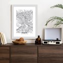 Plakat Wieloczęściowy Ulice Krakowa Mapa Rama Drewniana Z Passe-Partout Kolor Czarny