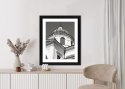 Plakat Wieloczęściowy Warszawa Architektura W Czerni I Bieli Rama Drewniana Z Passe-Partout Kolor Naturalny
