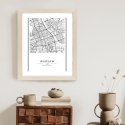 Plakat Wieloczęściowy Warszawa Czarno Biała Mapa Rama Drewniana Z Passe-Partout Kolor Naturalny