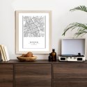 Plakat Wieloczęściowy Warszawa Czarno Biała Mapa Rama Drewniana Z Passe-Partout Kolor Naturalny