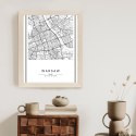 Plakat Wieloczęściowy Warszawa Czarno Biała Mapa Rama Drewniana Z Passe-Partout Kolor Naturalny