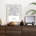 Plakat Wieloczęściowy Warszawa Czarno Biała Mapa Rama Drewniana Z Passe-Partout Kolor Naturalny