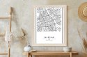 Plakat Wieloczęściowy Warszawa Czarno Biała Mapa Rama Drewniana Z Passe-Partout Kolor Naturalny