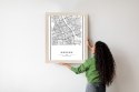Plakat Wieloczęściowy Warszawa Czarno Biała Mapa Rama Drewniana Z Passe-Partout Kolor Naturalny