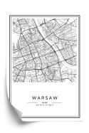 Plakat Wieloczęściowy Warszawa Czarno Biała Mapa Rama Drewniana Z Passe-Partout Kolor Naturalny