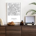 Plakat Wieloczęściowy Warszawa Czarno Biała Mapa Rama Drewniana Z Passe-Partout Kolor Naturalny