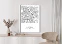 Plakat Wieloczęściowy Warszawa Czarno Biała Mapa Rama Drewniana Z Passe-Partout Kolor Naturalny
