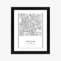 Plakat Wieloczęściowy Warszawa Czarno Biała Mapa Rama Drewniana Z Passe-Partout Kolor Naturalny