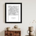 Plakat Wieloczęściowy Warszawa Czarno Biała Mapa Rama Drewniana Z Passe-Partout Kolor Naturalny