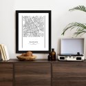 Plakat Wieloczęściowy Warszawa Czarno Biała Mapa Rama Drewniana Z Passe-Partout Kolor Naturalny