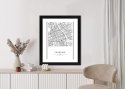 Plakat Wieloczęściowy Warszawa Czarno Biała Mapa Rama Drewniana Z Passe-Partout Kolor Naturalny