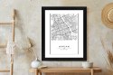 Plakat Wieloczęściowy Warszawa Czarno Biała Mapa Rama Drewniana Z Passe-Partout Kolor Naturalny
