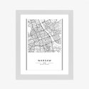 Plakat Wieloczęściowy Warszawa Czarno Biała Mapa Rama Drewniana Z Passe-Partout Kolor Naturalny