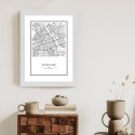 Plakat Wieloczęściowy Warszawa Czarno Biała Mapa Rama Drewniana Z Passe-Partout Kolor Naturalny