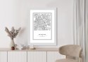 Plakat Wieloczęściowy Warszawa Czarno Biała Mapa Rama Drewniana Z Passe-Partout Kolor Naturalny
