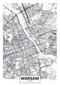 Plakat Wieloczęściowy Warszawa Czarno Biała Szczegółowa Mapa Miasta Rama Aluminiowa Kolor Czarny