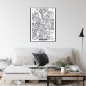 Plakat Wieloczęściowy Warszawa Czarno Biała Szczegółowa Mapa Miasta Rama Aluminiowa Kolor Czarny