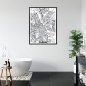 Plakat Wieloczęściowy Warszawa Czarno Biała Szczegółowa Mapa Miasta Rama Aluminiowa Kolor Czarny