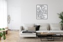 Plakat Wieloczęściowy Warszawa Czarno Biała Szczegółowa Mapa Miasta Rama Aluminiowa Kolor Czarny