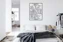 Plakat Wieloczęściowy Warszawa Czarno Biała Szczegółowa Mapa Miasta Rama Aluminiowa Kolor Czarny