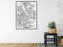 Plakat Wieloczęściowy Warszawa Czarno Biała Szczegółowa Mapa Miasta Rama Aluminiowa Kolor Czarny