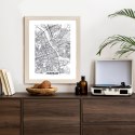 Plakat Wieloczęściowy Warszawa Czarno Biała Szczegółowa Mapa Miasta Rama Aluminiowa Kolor Czarny