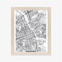 Plakat Wieloczęściowy Warszawa Czarno Biała Szczegółowa Mapa Miasta Rama Aluminiowa Kolor Czarny