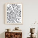 Plakat Wieloczęściowy Warszawa Czarno Biała Szczegółowa Mapa Miasta Rama Aluminiowa Kolor Czarny