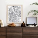 Plakat Wieloczęściowy Warszawa Czarno Biała Szczegółowa Mapa Miasta Rama Aluminiowa Kolor Czarny