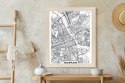 Plakat Wieloczęściowy Warszawa Czarno Biała Szczegółowa Mapa Miasta Rama Aluminiowa Kolor Czarny