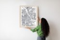 Plakat Wieloczęściowy Warszawa Czarno Biała Szczegółowa Mapa Miasta Rama Aluminiowa Kolor Czarny