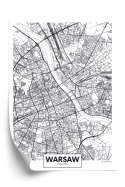 Plakat Wieloczęściowy Warszawa Czarno Biała Szczegółowa Mapa Miasta Rama Aluminiowa Kolor Czarny