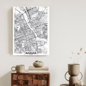 Plakat Wieloczęściowy Warszawa Czarno Biała Szczegółowa Mapa Miasta Rama Aluminiowa Kolor Czarny
