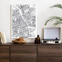 Plakat Wieloczęściowy Warszawa Czarno Biała Szczegółowa Mapa Miasta Rama Aluminiowa Kolor Czarny