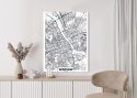 Plakat Wieloczęściowy Warszawa Czarno Biała Szczegółowa Mapa Miasta Rama Aluminiowa Kolor Czarny