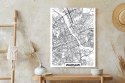 Plakat Wieloczęściowy Warszawa Czarno Biała Szczegółowa Mapa Miasta Rama Aluminiowa Kolor Czarny