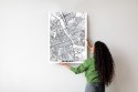 Plakat Wieloczęściowy Warszawa Czarno Biała Szczegółowa Mapa Miasta Rama Aluminiowa Kolor Czarny