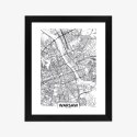 Plakat Wieloczęściowy Warszawa Czarno Biała Szczegółowa Mapa Miasta Rama Aluminiowa Kolor Czarny