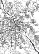 Plakat Wieloczęściowy Warszawa Na Czarno-Białej Mapie Rama Drewniana Z Passe-Partout Kolor Naturalny