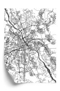 Plakat Wieloczęściowy Warszawa Na Czarno-Białej Mapie Rama Drewniana Z Passe-Partout Kolor Naturalny