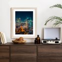 Plakat Wieloczęściowy Warszawa Nocą Z Lotu Ptaka Rama Drewniana Z Passe-Partout Kolor Naturalny