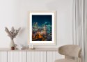 Plakat Wieloczęściowy Warszawa Nocą Z Lotu Ptaka Rama Drewniana Z Passe-Partout Kolor Naturalny