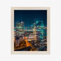 Plakat Wieloczęściowy Warszawa Nocą Z Lotu Ptaka Rama Drewniana Z Passe-Partout Kolor Naturalny