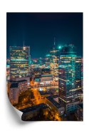 Plakat Wieloczęściowy Warszawa Nocą Z Lotu Ptaka Rama Drewniana Z Passe-Partout Kolor Naturalny