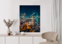 Plakat Wieloczęściowy Warszawa Nocą Z Lotu Ptaka Rama Drewniana Z Passe-Partout Kolor Naturalny