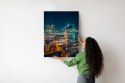 Plakat Wieloczęściowy Warszawa Nocą Z Lotu Ptaka Rama Drewniana Z Passe-Partout Kolor Naturalny
