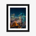Plakat Wieloczęściowy Warszawa Nocą Z Lotu Ptaka Rama Drewniana Z Passe-Partout Kolor Naturalny