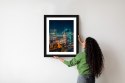 Plakat Wieloczęściowy Warszawa Nocą Z Lotu Ptaka Rama Drewniana Z Passe-Partout Kolor Naturalny